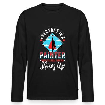 Tout le monde est peintre jusqu’au vrai peintre - T-shirt manches longues Premium bio Homme - noir - Devant - Nico (187cm)