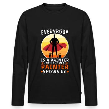 Tout le monde est peintre jusqu’au vrai peintre - T-shirt manches longues Premium bio Homme - noir - Devant - Nico (187cm)