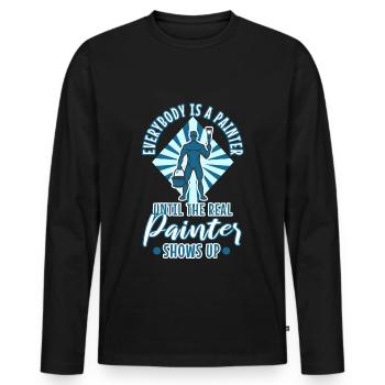 Tout le monde est peintre jusqu’au vrai peintre - T-shirt manches longues Premium bio Homme - noir - Devant - Nico (187cm)