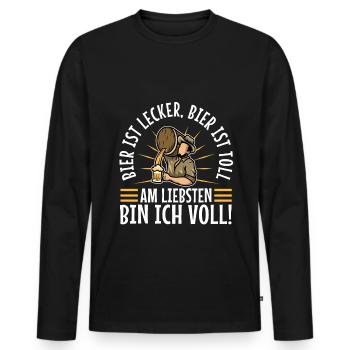 La bière est délicieuse, la bière est excellente, de préférence - T-shirt manches longues Premium bio Homme - noir - Devant - Nico (187cm)