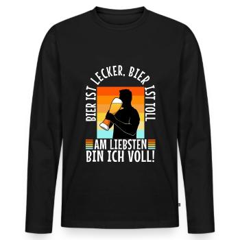 La bière est délicieuse, la bière est excellente, de préférence - T-shirt manches longues Premium bio Homme - noir - Devant - Nico (187cm)