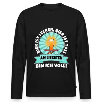 La bière est délicieuse, la bière est excellente, de préférence - T-shirt manches longues Premium bio Homme - noir - Devant - Nico (187cm)