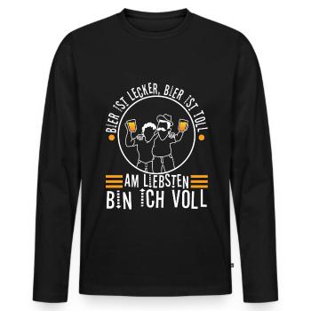 La bière est délicieuse, la bière est excellente, de préférence - T-shirt manches longues Premium bio Homme - noir - Devant - Nico (187cm)