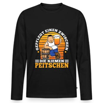 Gepflegt einen zwischen die Kiemen peitschen - Männer Premium Bio Langarmshirt - Schwarz - Vorne - Nico (187cm)