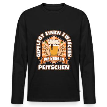 Gepflegt einen zwischen die Kiemen peitschen - Männer Premium Bio Langarmshirt - Schwarz - Vorne - Nico (187cm)