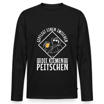 Gepflegt einen zwischen die Kiemen peitschen - Männer Premium Bio Langarmshirt - Schwarz - Vorne - Nico (187cm)