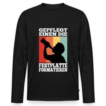 Maintained to format the hard drive - Men's Premium Organic Long Sleeve Shirt - black - Front - Nico (187cm)