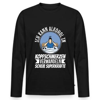 Turn alcohol into a headache - Men's Premium Organic Long Sleeve Shirt - black - Front - Nico (187cm)