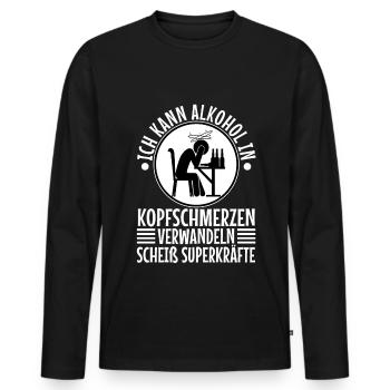 Turn alcohol into a headache - Men's Premium Organic Long Sleeve Shirt - black - Front - Nico (187cm)