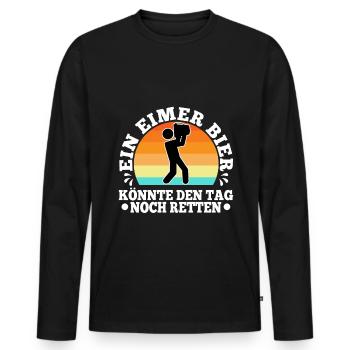 Ein Eimer Bier könnte den Tag noch retten - Männer Premium Bio Langarmshirt - Schwarz - Vorne - Nico (187cm)
