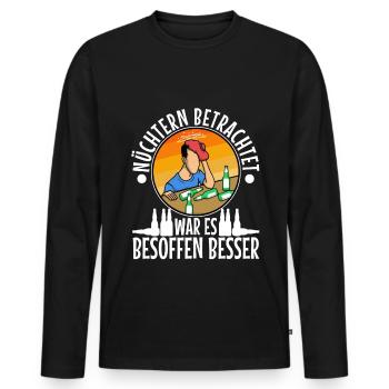 Ein Eimer Bier könnte den Tag noch retten - Männer Premium Bio Langarmshirt - Schwarz - Vorne - Nico (187cm)