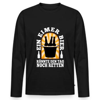 Ein Eimer Bier könnte den Tag noch retten - Männer Premium Bio Langarmshirt - Schwarz - Vorne - Nico (187cm)
