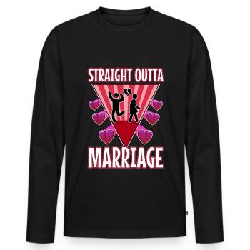 Mariage tout droit sorti - T-shirt manches longues Premium bio Homme - noir - Devant - Nico (187cm)