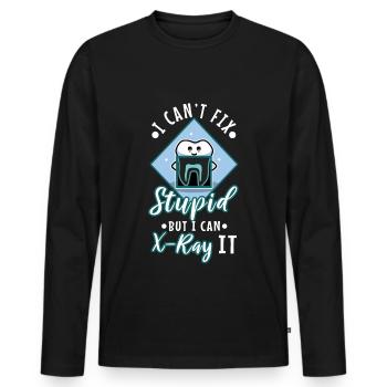 I Can't Fix Stupid But I Can X-ray It - Men's Premium Organic Long Sleeve Shirt - black - Front - Nico (187cm)