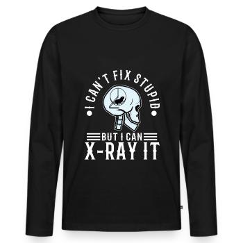 I Can't Fix Stupid But I Can X-ray It - Männer Premium Bio Langarmshirt - Schwarz - Vorne - Nico (187cm)