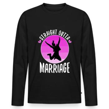 Mariage tout droit sorti - T-shirt manches longues Premium bio Homme - noir - Devant - Nico (187cm)