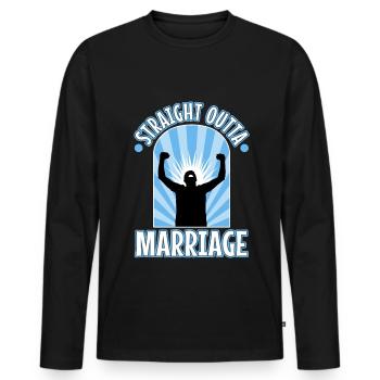 Mariage tout droit sorti - T-shirt manches longues Premium bio Homme - noir - Devant - Nico (187cm)