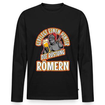 Gepflegt einen hinter die Rüstung Römern - Männer Premium Bio Langarmshirt - Schwarz - Vorne - Nico (187cm)