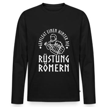Gepflegt einen hinter die Rüstung Römern - Männer Premium Bio Langarmshirt - Schwarz - Vorne - Nico (187cm)