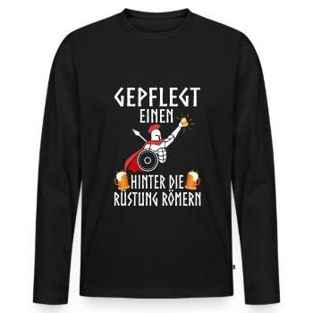 Gepflegt einen hinter die Rüstung Römern - Männer Premium Bio Langarmshirt - Schwarz - Vorne - Nico (187cm)