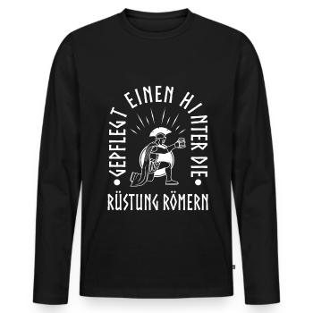 Gepflegt einen hinter die Rüstung Römern - Männer Premium Bio Langarmshirt - Schwarz - Vorne - Nico (187cm)
