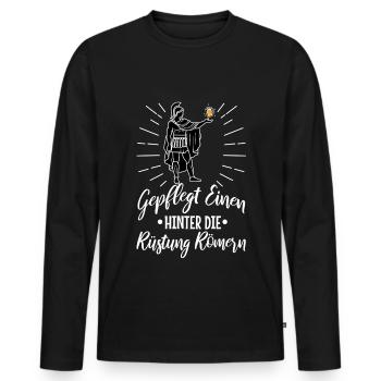 Gepflegt einen hinter die Rüstung Römern - Männer Premium Bio Langarmshirt - Schwarz - Vorne - Nico (187cm)