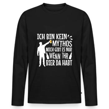 Kein Mythos mich gibt es nur wenn ihr Bier da habt - Männer Premium Bio Langarmshirt - Schwarz - Vorne - Nico (187cm)