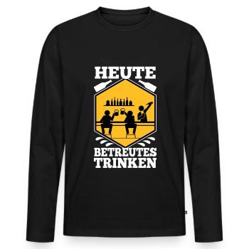 Heute Betreutes Trinken - Männer Premium Bio Langarmshirt - Schwarz - Vorne - Nico (187cm)