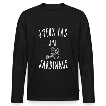 j peux pas j'ai jardinage - T-shirt manches longues Premium bio Homme - noir - Devant - Nico (187cm)
