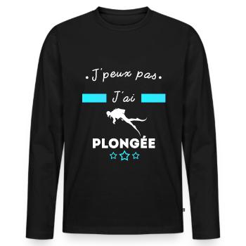 je peux pas j'ai plongée plongeur - T-shirt manches longues Premium bio Homme - noir - Devant - Nico (187cm)