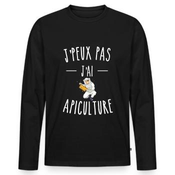 je peux pas j'ai apiculture - T-shirt manches longues Premium bio Homme - noir - Devant - Nico (187cm)
