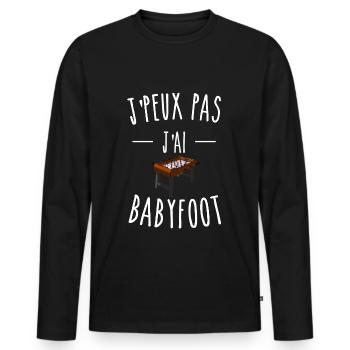 je peux pas j'ai babyfoot - T-shirt manches longues Premium bio Homme - noir - Devant - Nico (187cm)