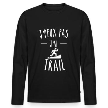 je peux pas j'ai trail - T-shirt manches longues Premium bio Homme - noir - Devant - Nico (187cm)