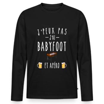 j'peux pas j'ai babyfoot et apéro - T-shirt manches longues Premium bio Homme - noir - Devant - Nico (187cm)