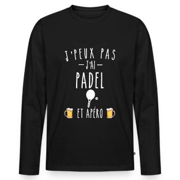 padel et apéro - T-shirt manches longues Premium bio Homme - noir - Devant - Nico (187cm)