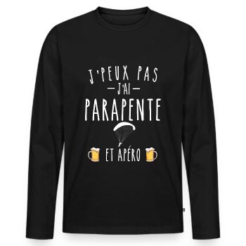 parapente et apéro - T-shirt manches longues Premium bio Homme - noir - Devant - Nico (187cm)