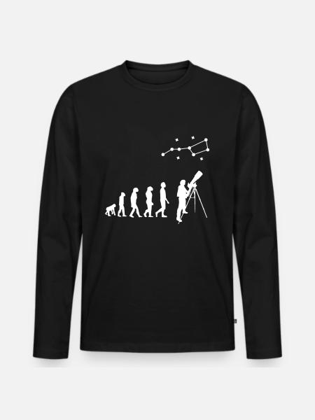 évolution astronaute astonomie téléscope - T-shirt manches longues Premium bio Homme - noir
