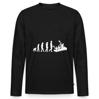 Rafting Evolution - Männer Premium Bio Langarmshirt - Schwarz - Vorne - Nico (187cm)