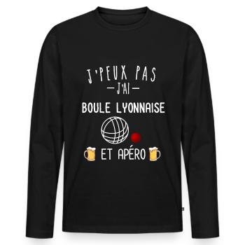 je peux pas j'ai boule lyonnaise et apéro - T-shirt manches longues Premium bio Homme - noir - Devant - Nico (187cm)
