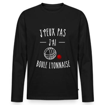 je peux pas j ai boule lyonnaise - T-shirt manches longues Premium bio Homme - noir - Devant - Nico (187cm)