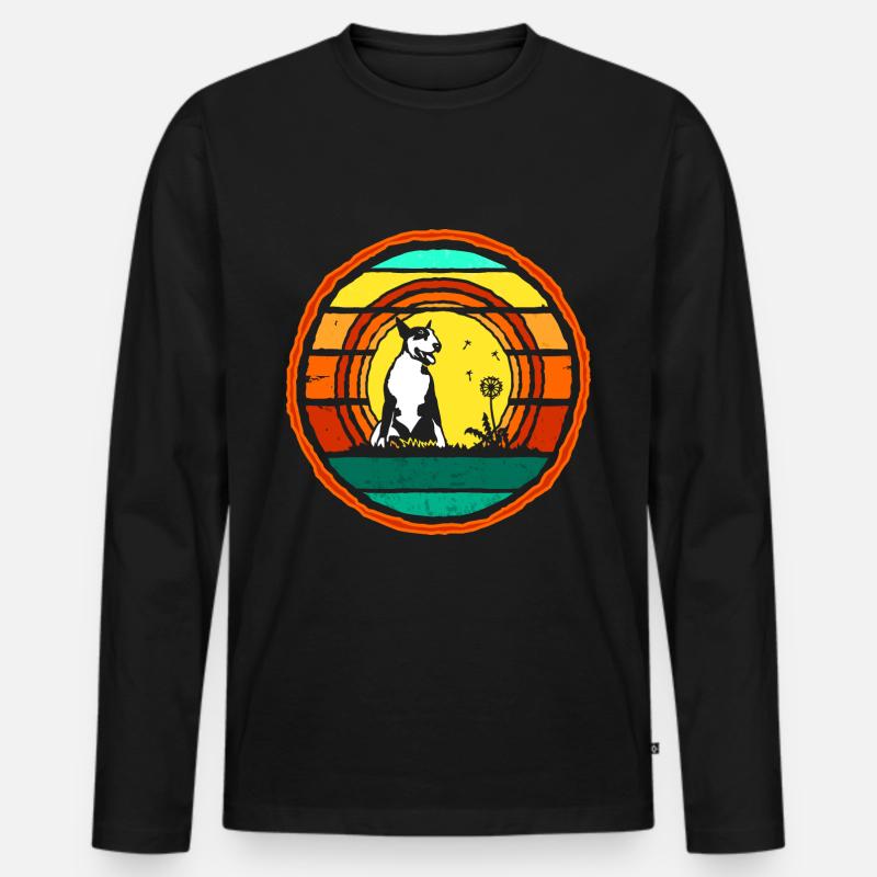 Bullterrier sunset rund - Männer Premium Bio Langarmshirt - Schwarz