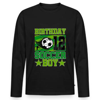 12th birthday Boy Soccer 12 Years Old Gifts - Männer Premium Bio Langarmshirt - Schwarz - Vorne - Nico (187cm)
