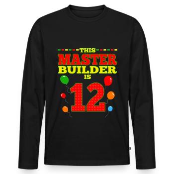 Master Builder 12 Years Old Block Building 12th - Männer Premium Bio Langarmshirt - Schwarz - Vorne - Nico (187cm)