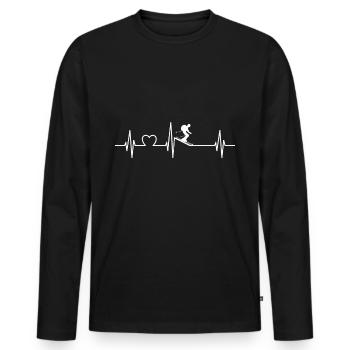 Ski ski sports extrêmes rythme cardiaque ECG - T-shirt manches longues Premium bio Homme - noir - Devant - Nico (187cm)