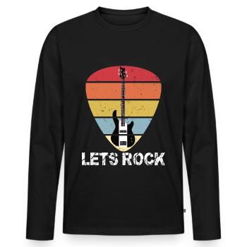 Bass Guitar Retro Vintage Lets Rock Plektrum - Männer Premium Bio Langarmshirt - Schwarz - Vorne - Nico (187cm)