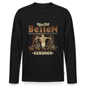 Waage Sternzeichen nur die Besten Geboren - Männer Premium Bio Langarmshirt - Schwarz - Vorne - Nico (187cm)