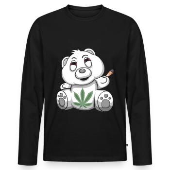 Teddy Bär Kiffer Bärchen Kiffen Gras Weed - Männer Premium Bio Langarmshirt - Schwarz - Vorne - Nico (187cm)