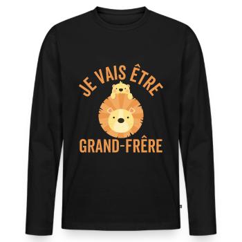 Ich werde ein großer Bruder sein Löwe großer Bruder - Männer Premium Bio Langarmshirt - Schwarz - Vorne - Nico (187cm)