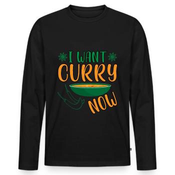 Je veux du curry maintenant - Indian Food India Rice - T-shirt manches longues Premium bio Homme - noir - Devant - Nico (187cm)