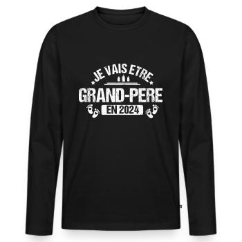 Je vais être grand-père en 2024 annonce naissance - T-shirt manches longues Premium bio Homme - noir - Devant - Nico (187cm)